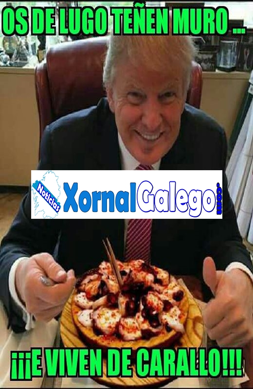 Donald Trump comendo polbo en Lugo