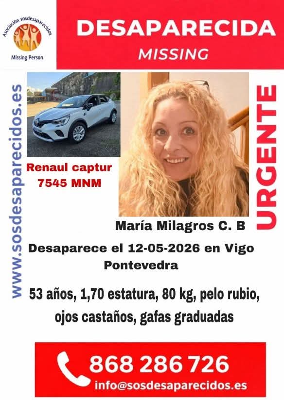 Alerta pola desaparición de María Milagros C. B. en Vigo