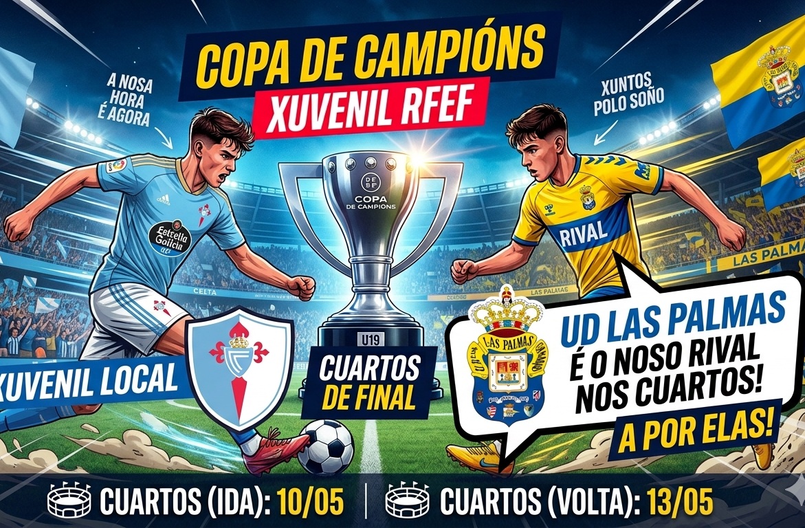 A UD Las Palmas é o noso rival nos cuartos de final da Copa de Campións! 🔹 Cuartos (ida) 10/05 ✈️ 🔹 Cuartos (Volta) 13/05 🏠