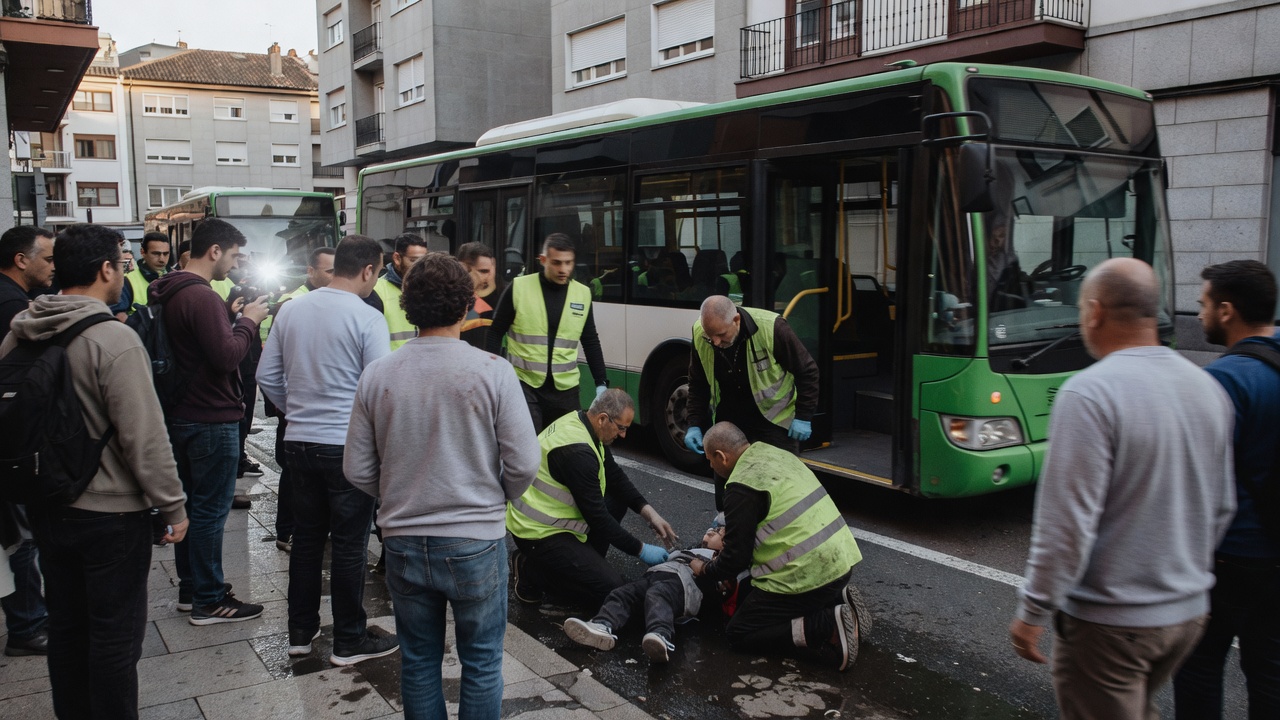 Herido un menor en Vigo tras ser alcanzado por un autobús urbano na rúa Urzáiz