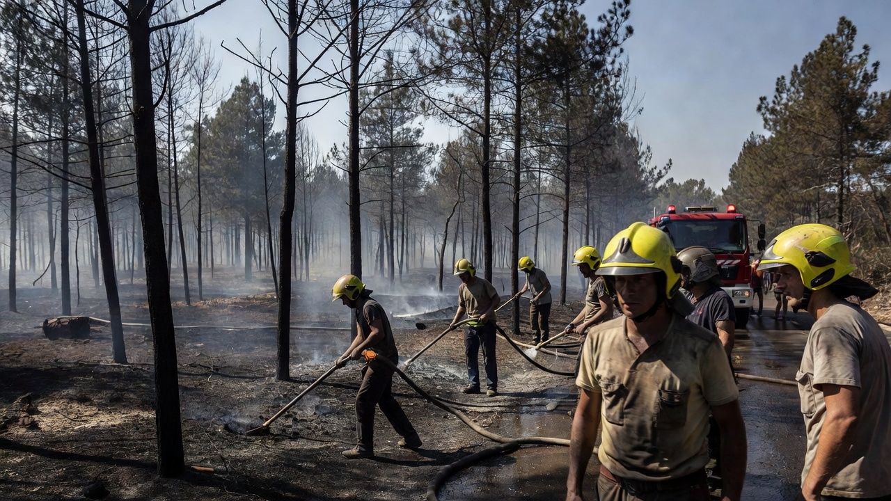 A Lama: controlado incendio forestal tras queimar unhas 25 hectáreas no interior de Pontevedra