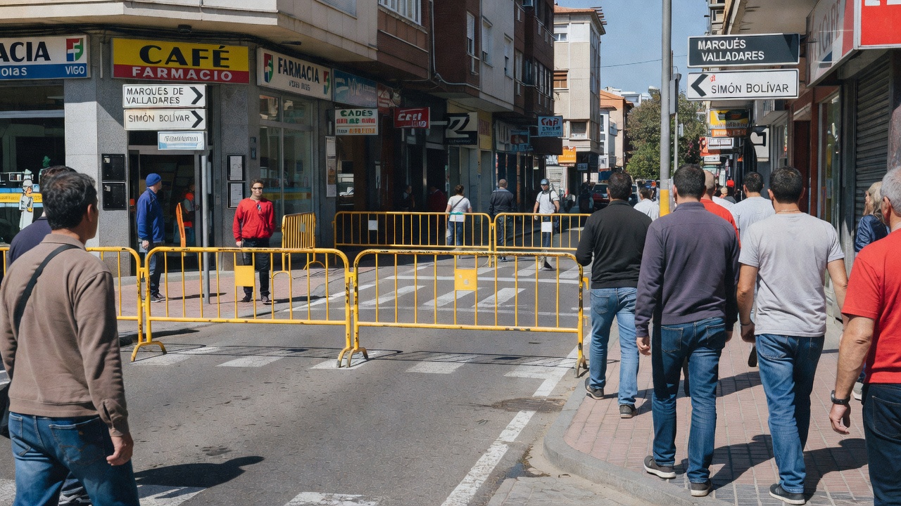 As rúas Marqués de Valladares e Simón Bolívar pechanse ó tráfico este 13 de setembo en Vigo