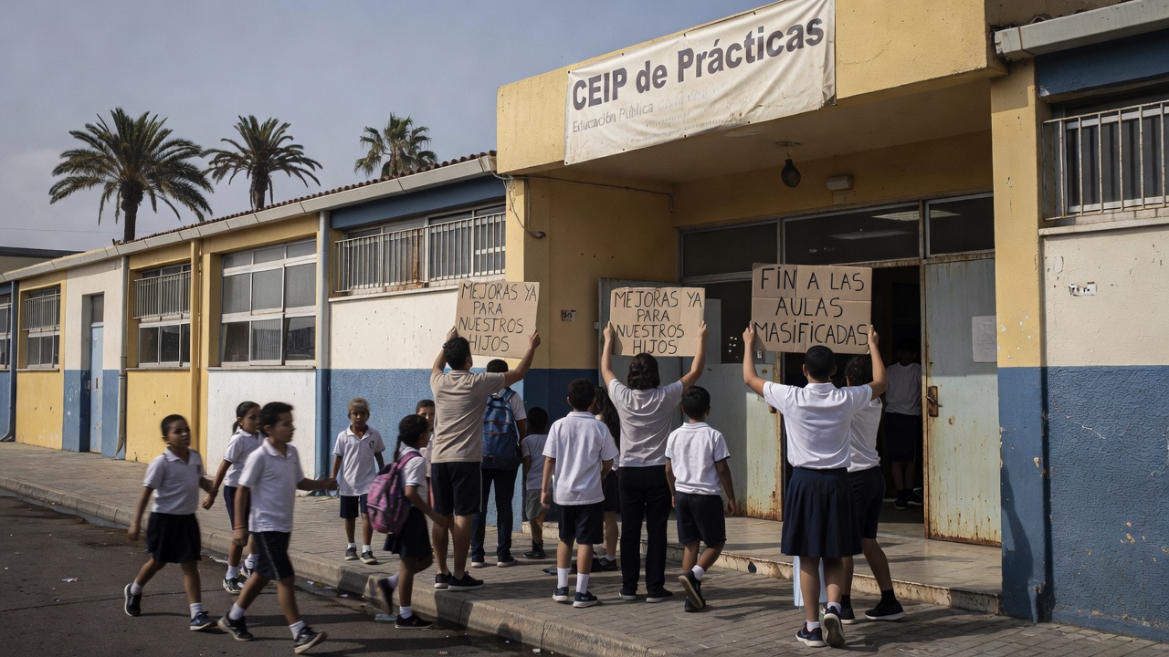 Román Rodríguez promete rehabilitación integral do CEIP de Prácticas e reacción das familias indignadas