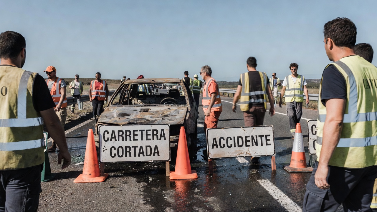Conductor sofre queimaduras e AP-9 permanece pechada ata o mediodía