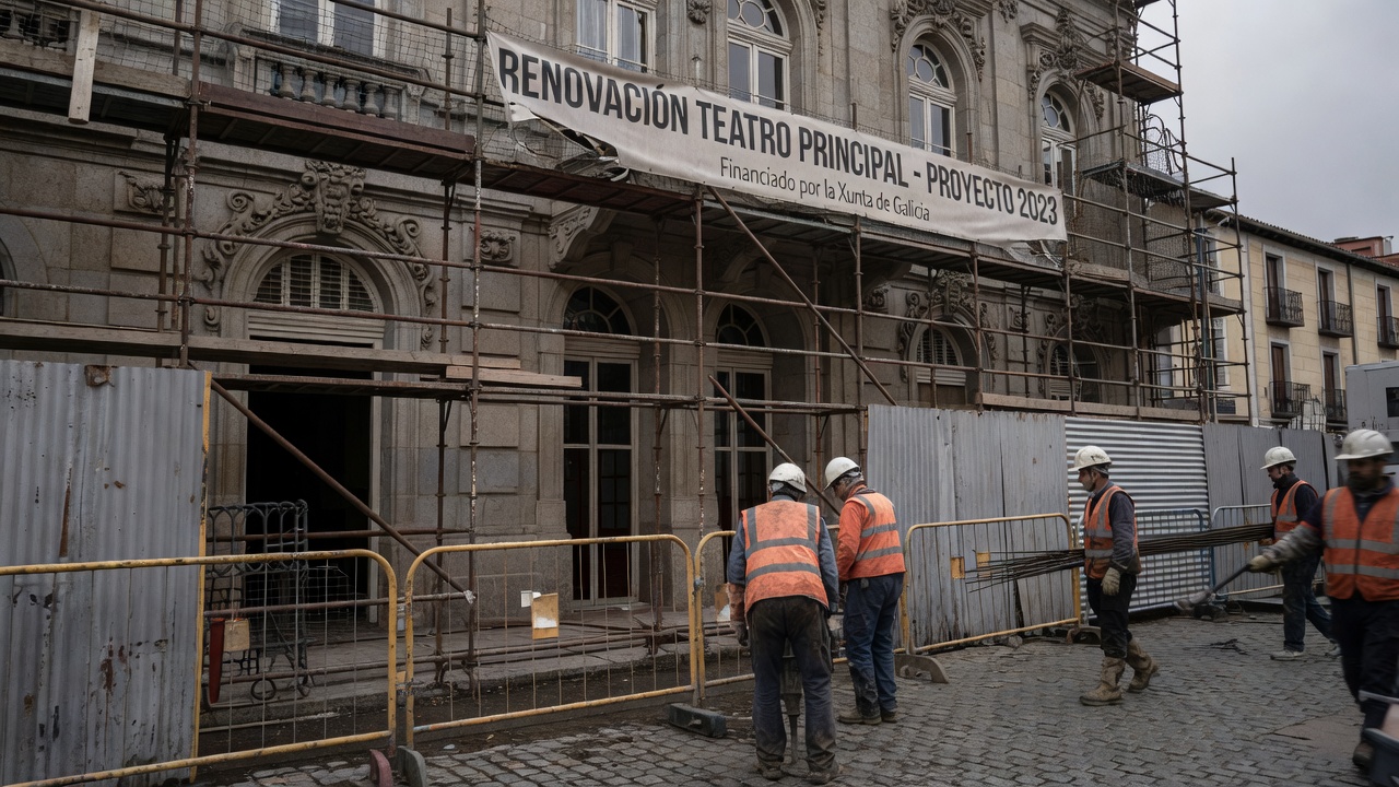Teatro Principal de Pontevedra non volverá abrir ata a primavera de 2027 tras obra de máis de 1 millón de euros
